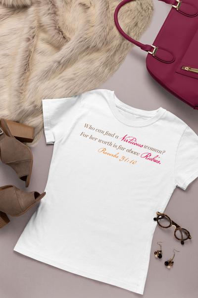 White Virtuous Woman Ladies t shirt product view